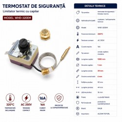 Termostat de Siguranta 320C cu Capilar 250V 16A WHD-320EM