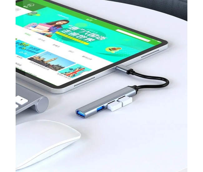HUB 4 in 1 cu USB 3.0 si Adaptor Tip C