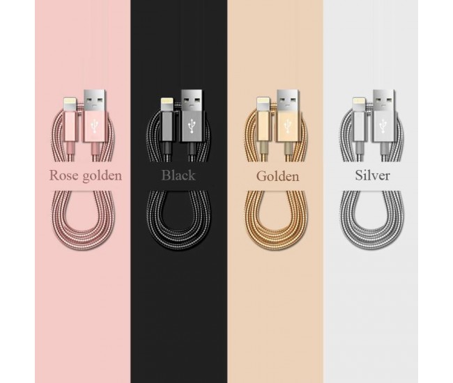 Cablu USB - Iphone  Metalic , Lungime 100cm / D8-55