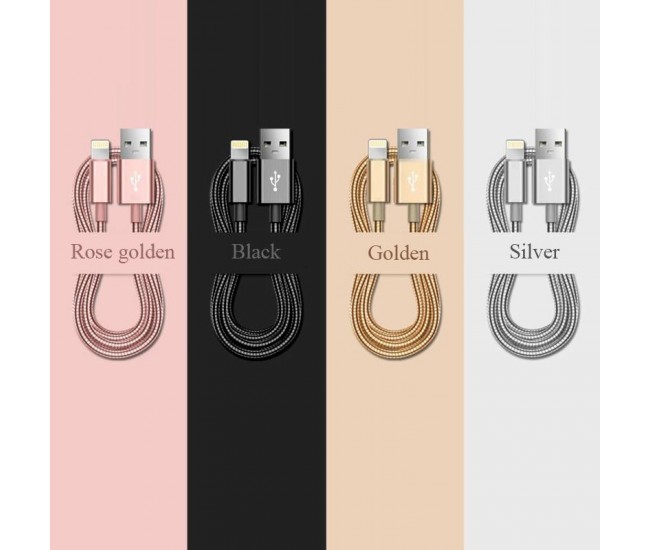 Cablu USB - Iphone  Metalic, Lungime 100cm / D8-55