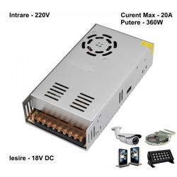 Sursa de Alimentare Metalica 220V-18V/360W-20A Sursa de Alimentare Metalica 220V-18V/360W-20A