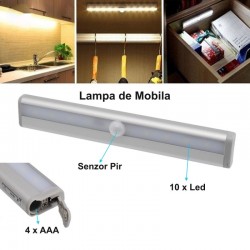 Lampa de Mobila cu 10 Led si Senzor - 4 x AAA Lampa de Mobila cu 10 Led si Senzor - 4 x AAA