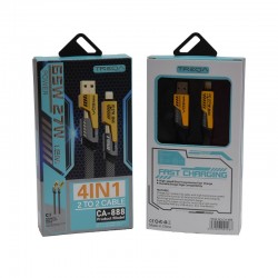 Cablu de Date 4 in 1 Super Fast - PD 27W, USB 65W, Iphone - 1,2m / CA-888 Cablu de Date 4 in 1 Super Fast - PD 27W, USB 65W, Iphone - 1,2m / CA-888