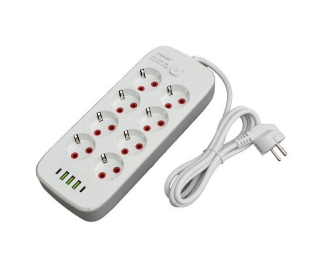 Prelungitor Multifunctional 8 prize - 2m cu 3 x USB 2,1A - 2 x PD si Intrerupator