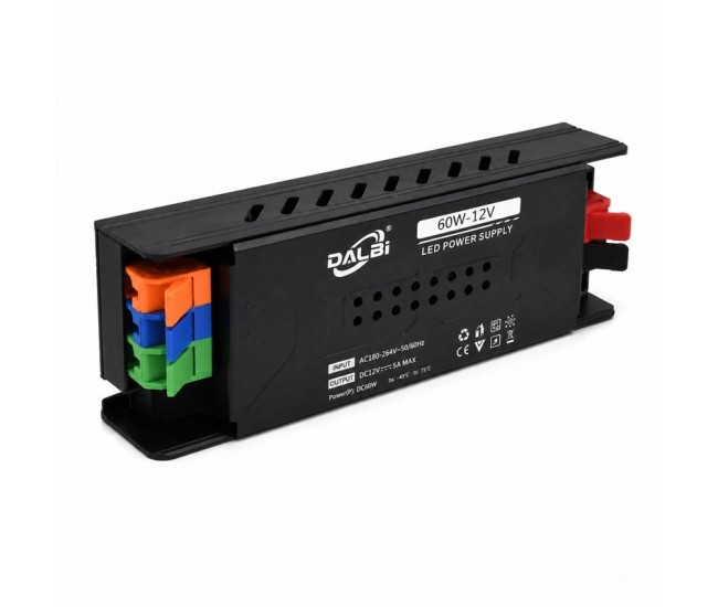 Sursa Alimentare LED 12V 60W 5A Slim cu Conectare Rapida Push-In, Carcasa Aluminiu DALBI