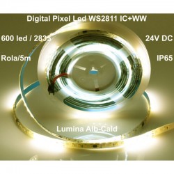 Banda Led 24V Alb-Cald, Digital WS2811 IC+WW, 120led/m - IP65 Banda Led 24V Alb-Cald, Digital WS2811 IC+WW, 120led/m - IP65