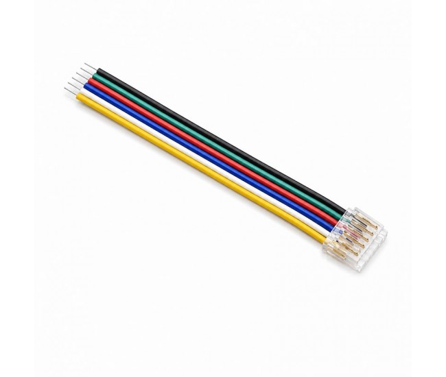 Conector Banda LED SMD RGB+CCT 12mm 6 Pini cu Cablu 10cm Set 10 Buc YCA6P-12-1 DALBI