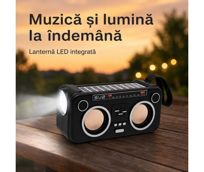 Boxă Portabilă Bluetooth 6W cu 2 Panouri Solare, Radio FM SZ-L20 MINI