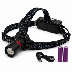 Lanterna Frontala LED 4 Culori Alb Cald Alb Rece Albastru Rosu Acumulator 18650 USB-C Zoom