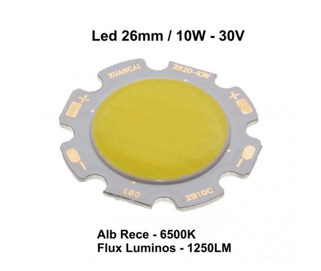 Led Cob 26mm, Putere 10W