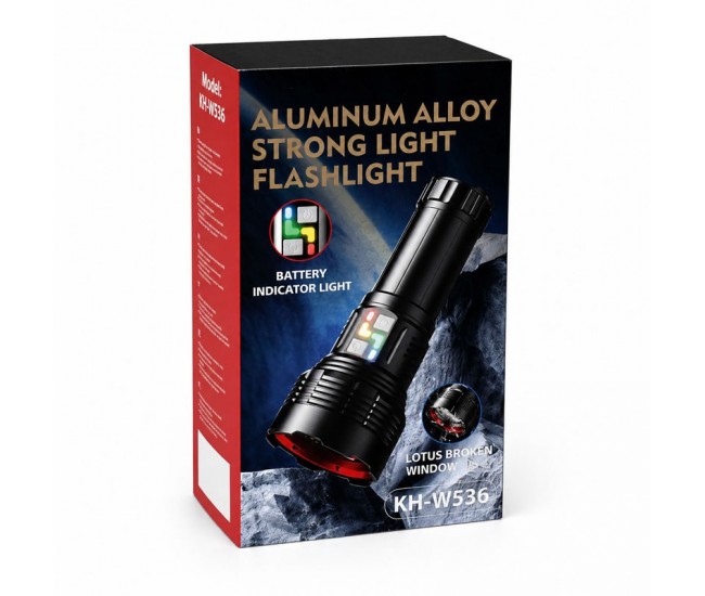 Lanterna LED Ultra Puternica cu LED Central Laser, 19 LED-uri, Acumulator 44650, Incarcare Type-C KH-W536