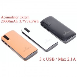 Baterie Externa Power-Bank 20000mAh, 3,7V/38,5Wh Baterie Externa Power-Bank 20000mAh, 3,7V/38,5Wh