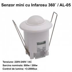 Senzor de Miscare cu Infrarosu 360˚ mini Incastrabil / AL-05 Senzor de Miscare cu Infrarosu 360˚ mini Incastrabil / AL-05
