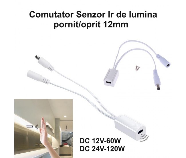 Intrerupator Senzor 12mm de Banda Led cu Mufa DC 12-24V Max 60W