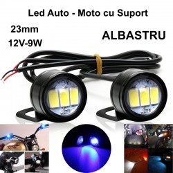 Led Auto 23mm cu Suport / 12V - 9W / ALBASTRU, 2 Buc/Set Led Auto 23mm cu Suport / 12V - 9W / ALBASTRU, 2 Buc/Set