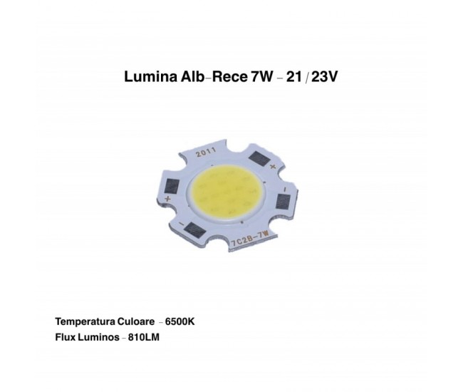 Led Cob 11mm, Putere 7W Alb-Rece