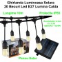 Ghirlanda Luminoasa cu Incarcare Solara, 10 metri cu 20 Becuri Led E27 Lumina Calda