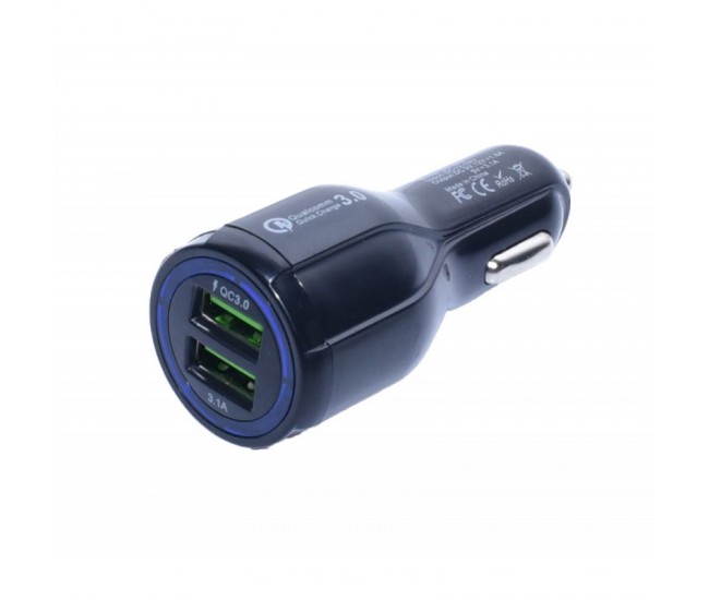 Incarcator Auto 2 x Usb 3.0/D-15, Negru