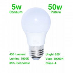 Bec Led 5W/7000K cu E27 Bec Led 5W/7000K cu E27