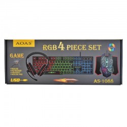 Set Gaming 4 Piese RGB - Tastatura, Mouse, Casti si Mouse Pad / AS-1088 Set Gaming 4 Piese RGB - Tastatura, Mouse, Casti si Mouse Pad / AS-1088