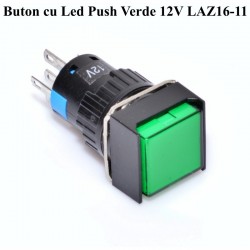 Push Buton Patrat Verde 12V - 16mm Push Buton Patrat Verde 12V - 16mm