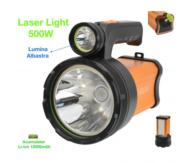 Lanterna Laser Led 500W Alb/Albastru, Profesionala-TD9000A