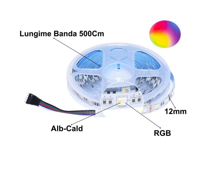 Banda Led RGBWW 5050, 60Led/m - IP20, 5m/Rola