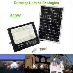 Proiector 500W cu Panou Solar și Telecomanda Proiector 500W cu Panou Solar și Telecomanda
