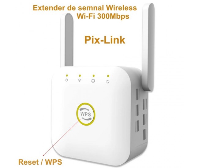 Extender Wireless N 2 Antene 300Mbps, Pix-Link WPS