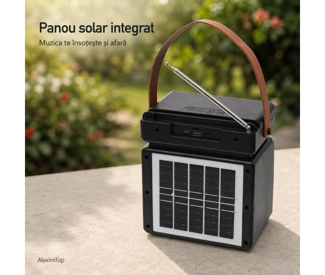 Boxă Portabilă Bluetooth 15W cu Panou Solar, Radio FM SZ-L29