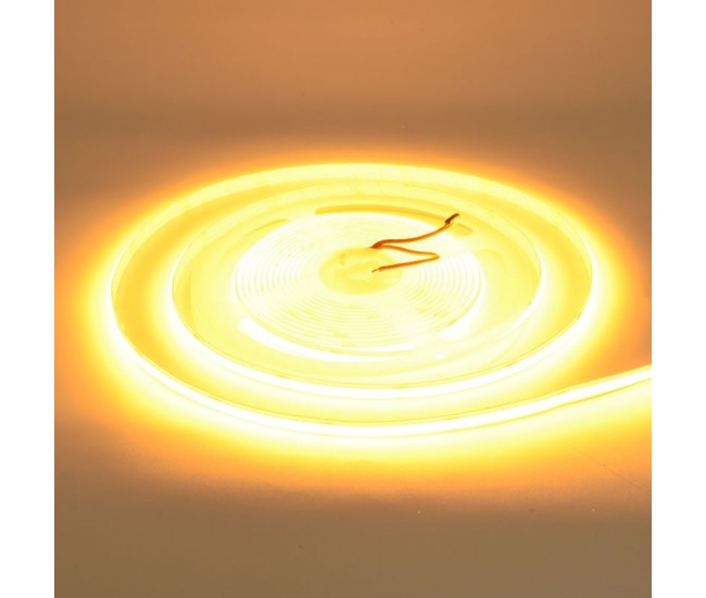 Banda Cob Led 24V - 8mm / 320led/ml - 11W/ml, Galben - Interior IP20 - 5m/rol