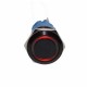 Push Buton Negru 19mm/Led Rosu