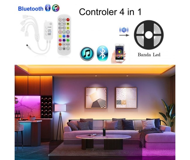 Controler RGB 4-1 cu Bluetooth si Telecomanda