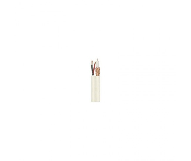 Cablu Coaxial Cupru RG6 + 2X0.75MM, Alb - 100M/ROL