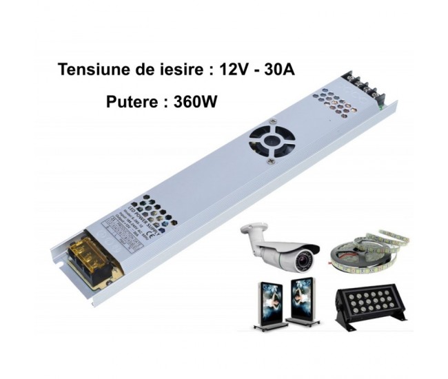 Sursa de Alimentare Slim 12V-360W / 30A