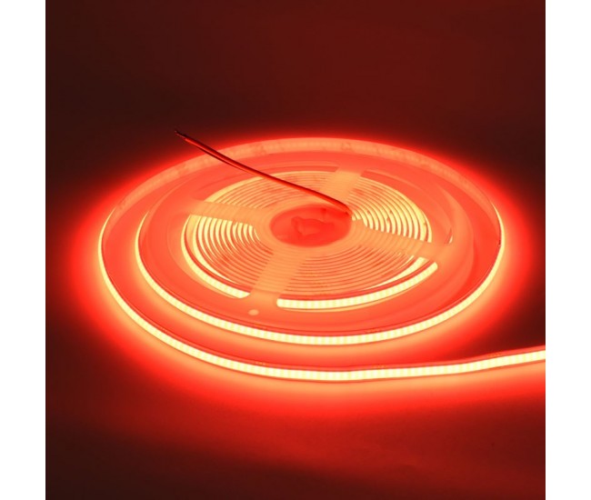 Banda Cob Led 24V - 8MM / 320led/ml - 11W/ml, Rosu - Interior IP20 - 5m/rol