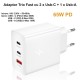 Incarcator Rapid 65W PD Trio, 2 x Tip C + Usb 2.0