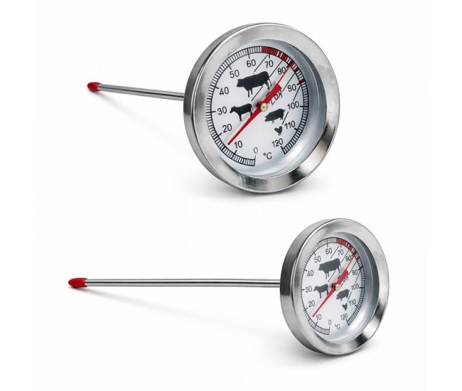Termometru Metalic Analog cu Tija 0–120 grade Celsius pentru Gratar, Cuptor si Afumatoare - HoReCa | DALBI