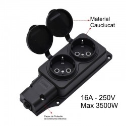 Cap de Prelungitor cu 2 Prize si Capac din Cauciuc, 3500W Cap de Prelungitor cu 2 Prize si Capac din Cauciuc, 3500W