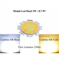 Led Cob 28mm - 3W, Lumina Cald/Rece Led Cob 28mm - 3W, Lumina Cald/Rece
