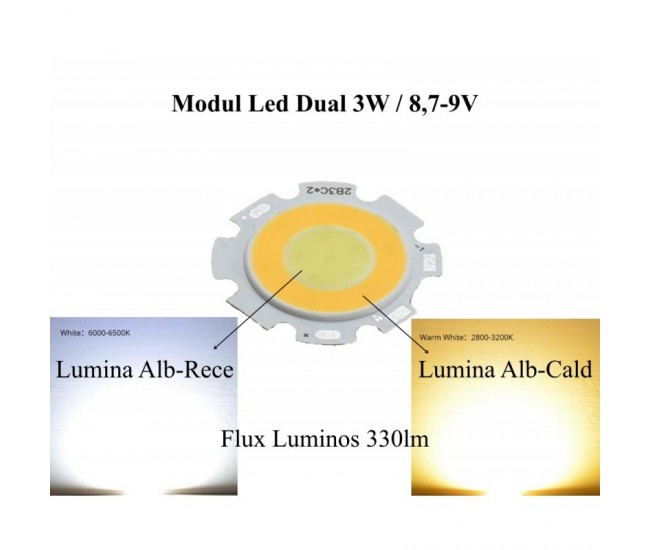 Led Cob 28mm - 3W, Lumina Cald/Rece