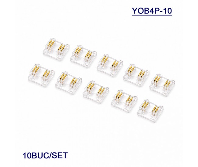 Conector pentru Imbinare Banda LED COB 10mm 4 Pini Strip to Strip Set 10 Buc DALBI YOB4P-10