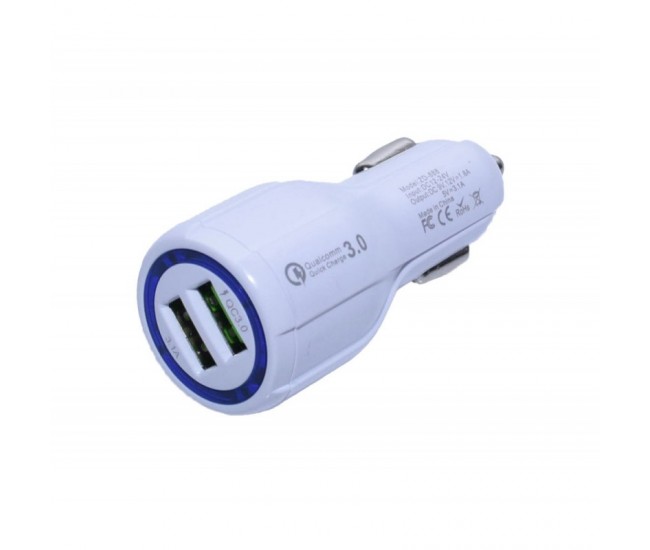 Incarcator Auto 2 x Usb 3.0 / D-15, Alb