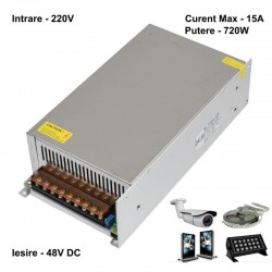 Sursa de Alimentare Metalica 220V-48V/720W-15A Sursa de Alimentare Metalica 220V-48V/720W-15A
