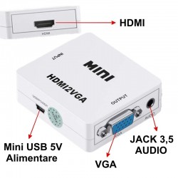 Video Convertor Mini HDMI2VGA / HDMI-VGA 1080P - Audio / HDV-630 Video Convertor Mini HDMI2VGA / HDMI-VGA 1080P - Audio / HDV-630