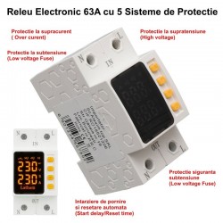 Releu Electronic de Protectie reglabil 1-63A la Supratensiune, Subtensiune si Supracurent Dalbi AVR-63 Releu Electronic de Protectie reglabil 1-63A la Supratensiune, Subtensiune si Supracurent Dalbi AVR-63