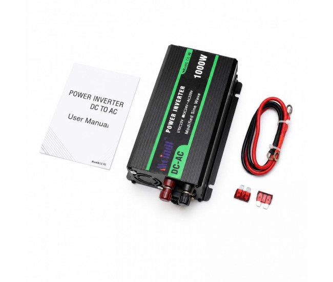 Invertor de Tensiune 1000W, 12V la 220V, Undă Sinusoidală Modificată, USB