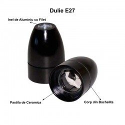 Dulie E27 de Bachelita cu Ceramica Dulie E27 de Bachelita cu Ceramica