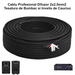 Cablu Audio Prof Rotund 2x2,5mm2 cu Bumbac / 8mm - 100m/Rol Cablu Audio Prof Rotund 2x2,5mm2 cu Bumbac / 8mm - 100m/Rol