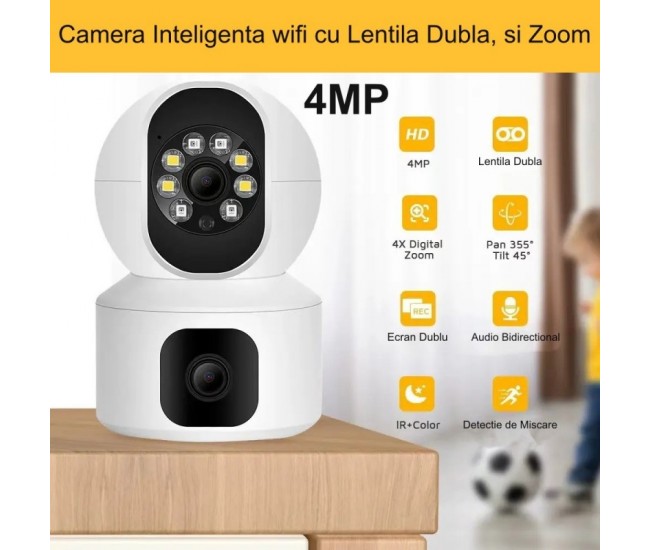 Camera de Supraveghere cu Lentila Dubla 4MP, Zoom, IP si PTZ / V380